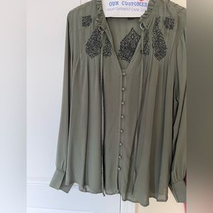Plus size olive beautiful ladies blouse great for a night out or to the office